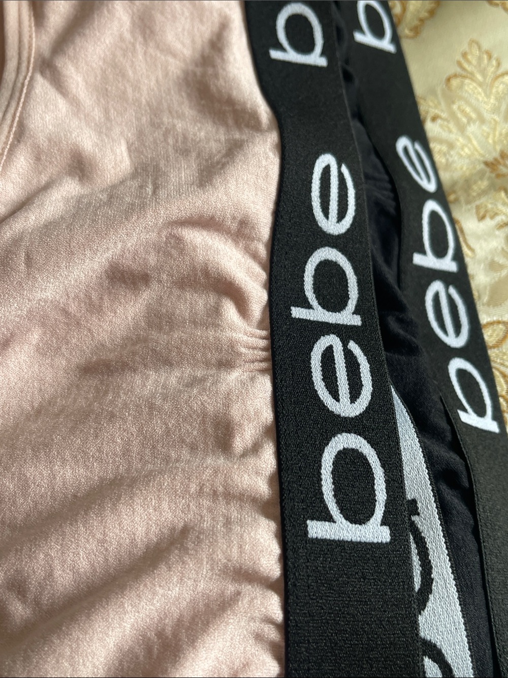 bebe Pack of 3 Logo Strap Bralettes - Black, White, Dusty Pink - Picture 5 of 5